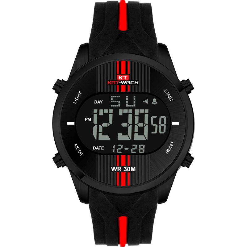 Kat-Wach Kt716 Digital Watch Mode Silikon Stoppur Vattentät Klocka Alarm Utomhus Sport Watch