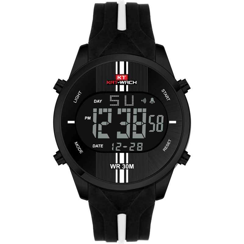 Kat-Wach Kt716 Digital Watch Mode Silikon Stoppur Vattentät Klocka Alarm Utomhus Sport Watch