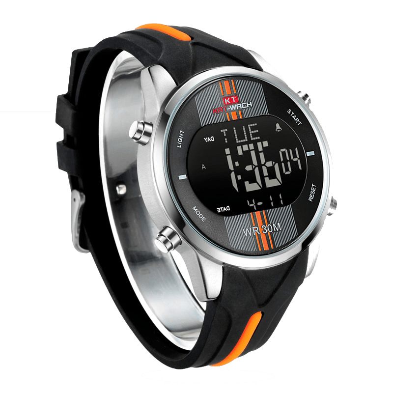 Kat-Wach Kt716 Digital Watch Mode Silikon Stoppur Vattentät Klocka Alarm Utomhus Sport Watch