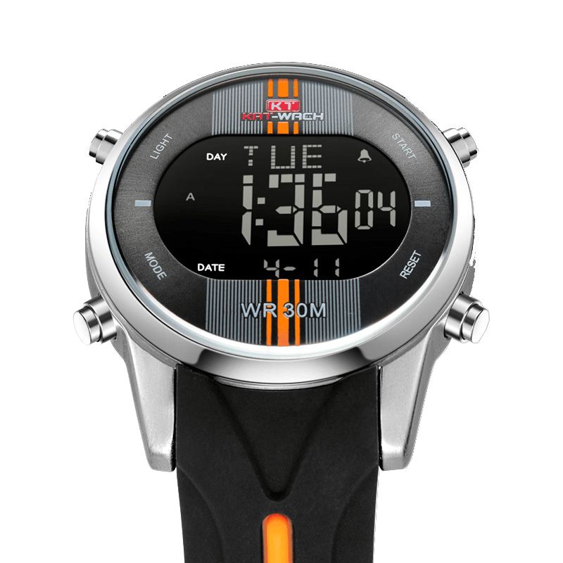 Kat-Wach Kt716 Digital Watch Mode Silikon Stoppur Vattentät Klocka Alarm Utomhus Sport Watch