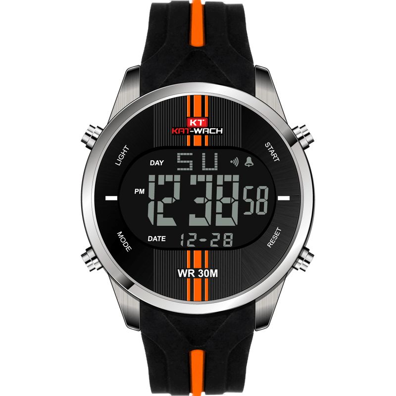 Kat-Wach Kt716 Digital Watch Mode Silikon Stoppur Vattentät Klocka Alarm Utomhus Sport Watch