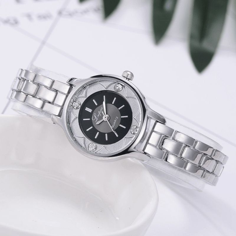 Lvpai Fd1245 Flower Print Dial Damarmbandsklocka Alloy Diamond Kvartsur