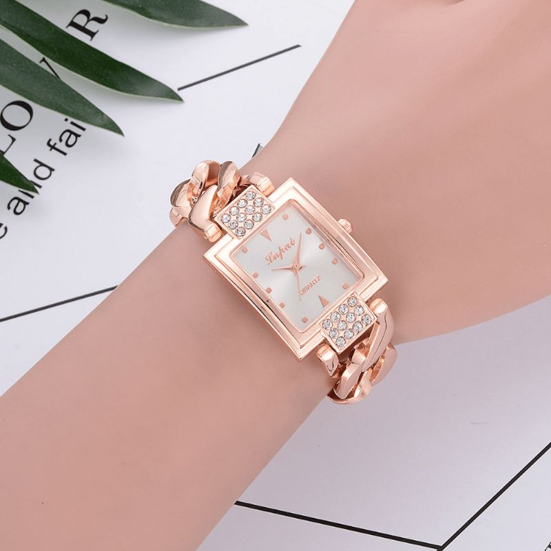 Lvpai P031 Klassisk Design Dam Armbandsur Full Metal Rektangel Urtavla Kvartsur