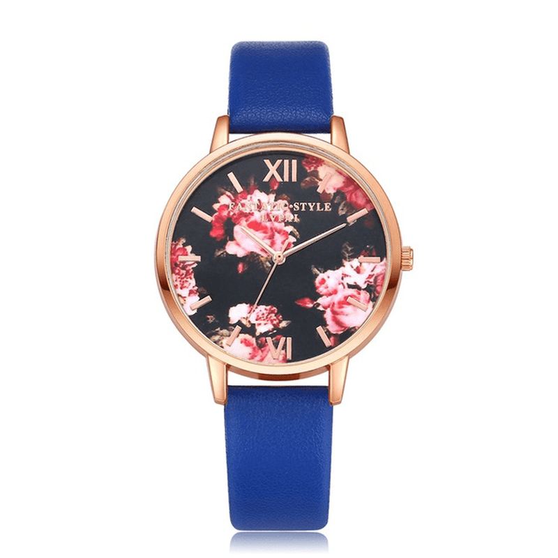 Lvpai P086 Flower Display Elegant Design Damarmbandsur Pu Läderband Kvartsur