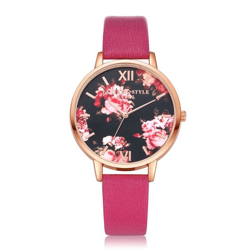 Lvpai P086 Flower Display Elegant Design Damarmbandsur Pu Läderband Kvartsur