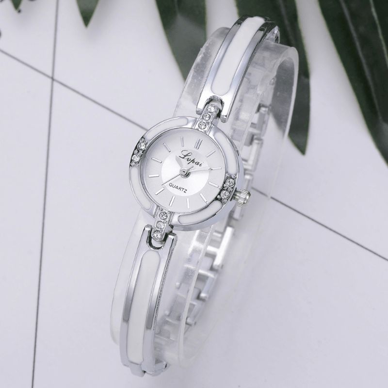 Lvpai P282 Crystal Diamond Kvinnor Armband Watch Full Steel Casual Style Quartz Klockor