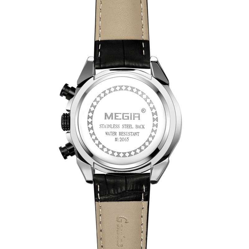 Megir 2065 Sportklockor Creative Chronograph Quartz Läderrem Herrklocka