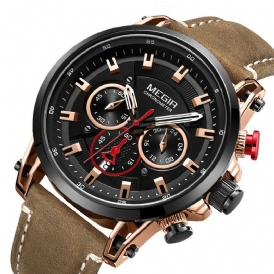 Megir 2085 Military Style Date Chronograph Multifunction Kvartsur Mode Armbandsur För Män