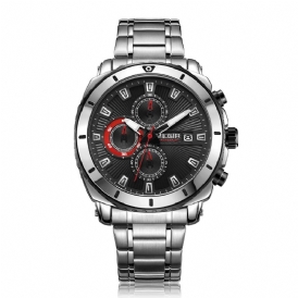 Megir Ms2075G Business Multi-Functional Calendar Chronograph Lysande Män Vattentät Rostfritt Stål Rem Kvartsur