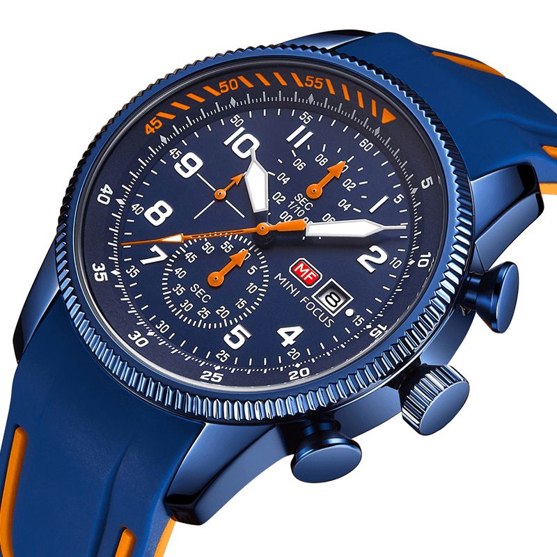 Mini Focus 0379G Sport Herrklocka Luminous Date Display Chronograph Multi-Function Waterproof Mode Kvartsur