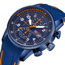 Mini Focus 0379G Sport Herrklocka Luminous Date Display Chronograph Multi-Function Waterproof Mode Kvartsur