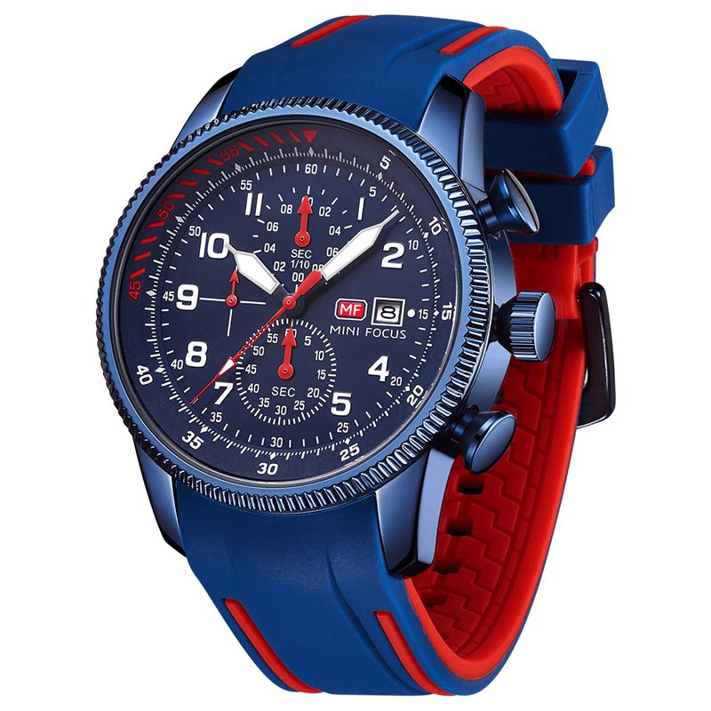 Mini Focus 0379G Sport Herrklocka Luminous Date Display Chronograph Multi-Function Waterproof Mode Kvartsur