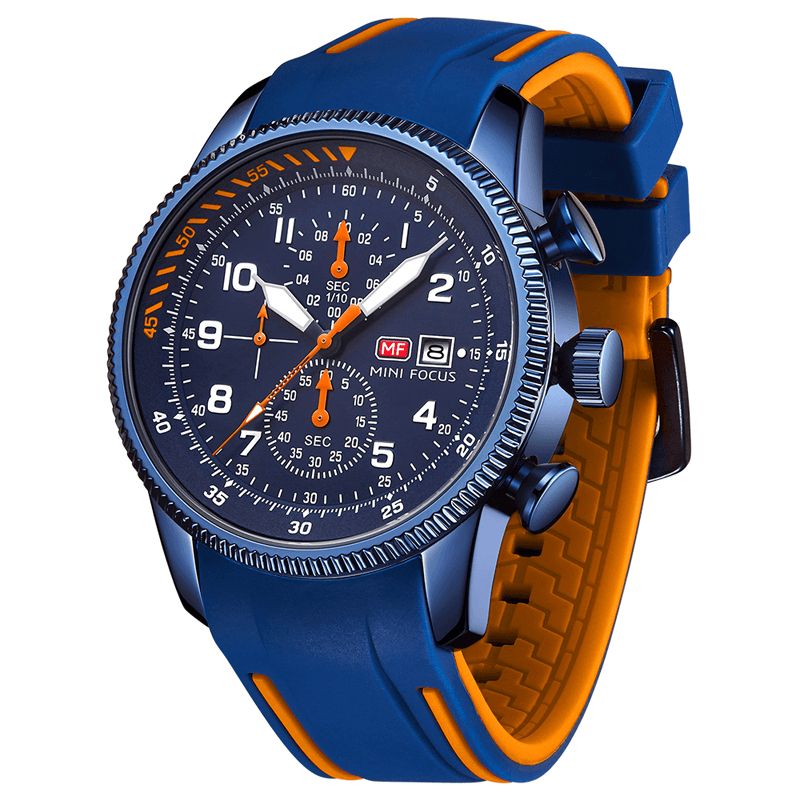 Mini Focus 0379G Sport Herrklocka Luminous Date Display Chronograph Multi-Function Waterproof Mode Kvartsur