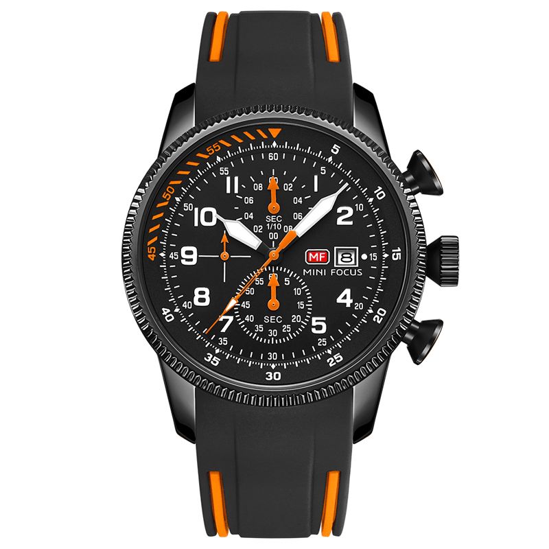 Mini Focus 0379G Sport Herrklocka Luminous Date Display Chronograph Multi-Function Waterproof Mode Kvartsur