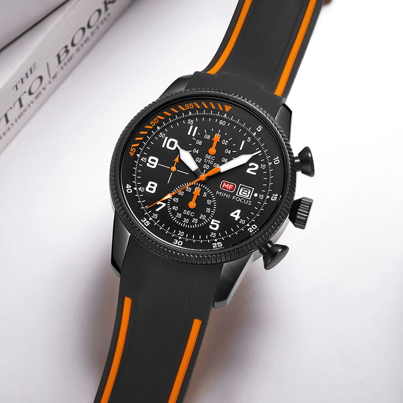 Mini Focus 0379G Sport Herrklocka Luminous Date Display Chronograph Multi-Function Waterproof Mode Kvartsur