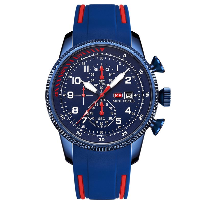 Mini Focus 0379G Sport Herrklocka Luminous Date Display Chronograph Multi-Function Waterproof Mode Kvartsur