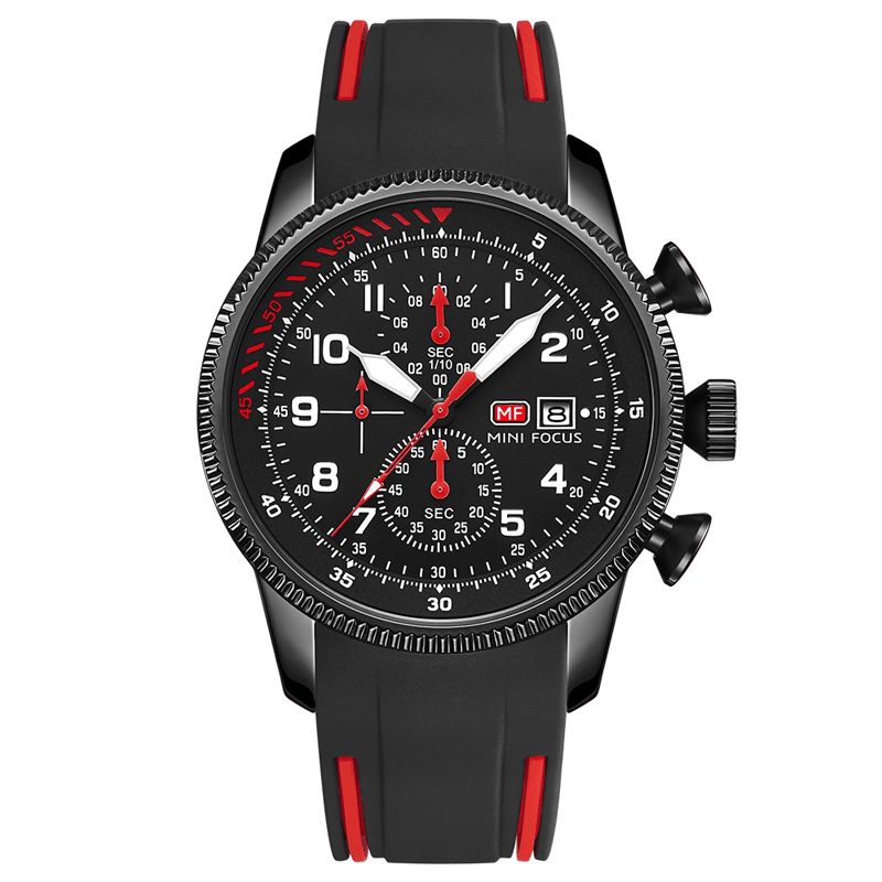 Mini Focus 0379G Sport Herrklocka Luminous Date Display Chronograph Multi-Function Waterproof Mode Kvartsur