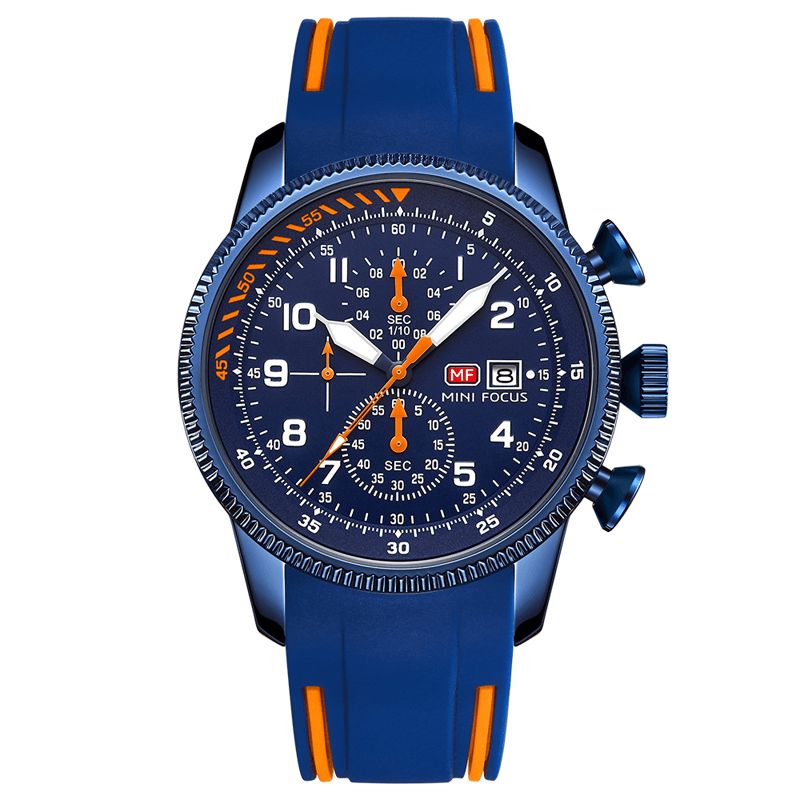 Mini Focus 0379G Sport Herrklocka Luminous Date Display Chronograph Multi-Function Waterproof Mode Kvartsur