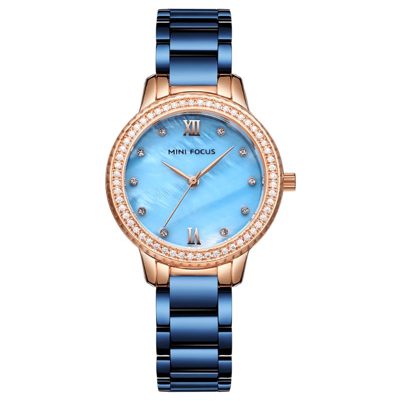 Mini Focus Mf0226L Lyxmärke Modestil Dam Armbandsur Diamond Dam Kvartsur