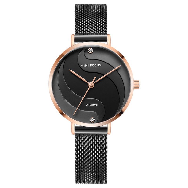 Mini Focus Mf0291L Mode Enkel Diamond Vattentät Milanese Mesh Armband Damklocka Kvartsur