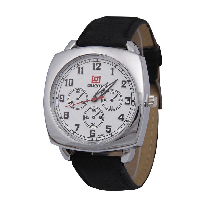 Mode Alloy Pu Läderrem Sport Square Watch Head Military Watch Bälte Kvartsur