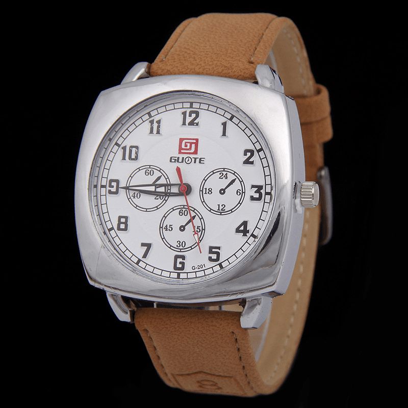 Mode Alloy Pu Läderrem Sport Square Watch Head Military Watch Bälte Kvartsur