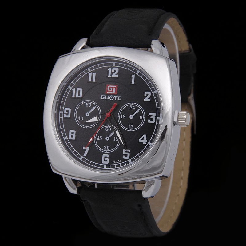 Mode Alloy Pu Läderrem Sport Square Watch Head Military Watch Bälte Kvartsur