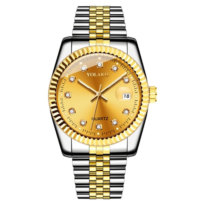 Mode Alloy Steel Band Watch Diamond Casual Square Herr Kvartsur