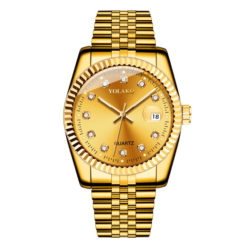 Mode Alloy Steel Band Watch Diamond Casual Square Herr Kvartsur