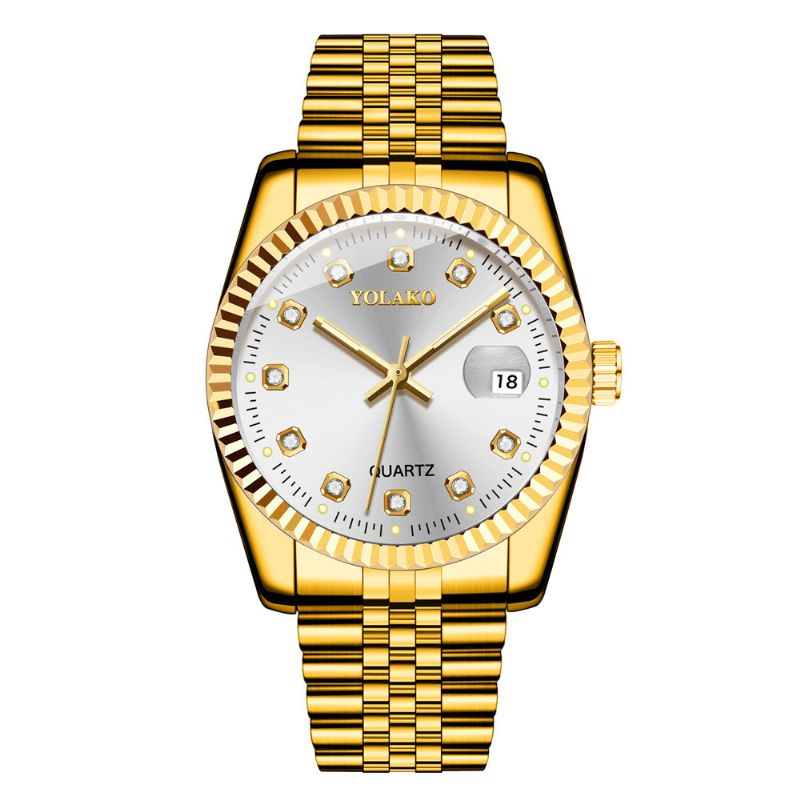 Mode Alloy Steel Band Watch Diamond Casual Square Herr Kvartsur