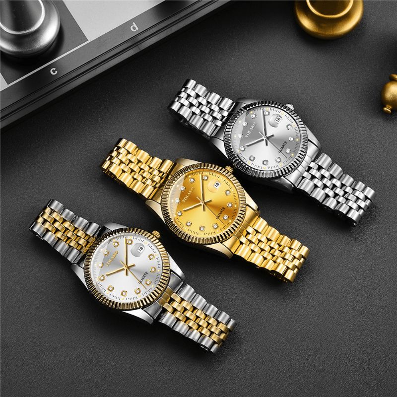 Mode Alloy Steel Band Watch Diamond Casual Square Herr Kvartsur