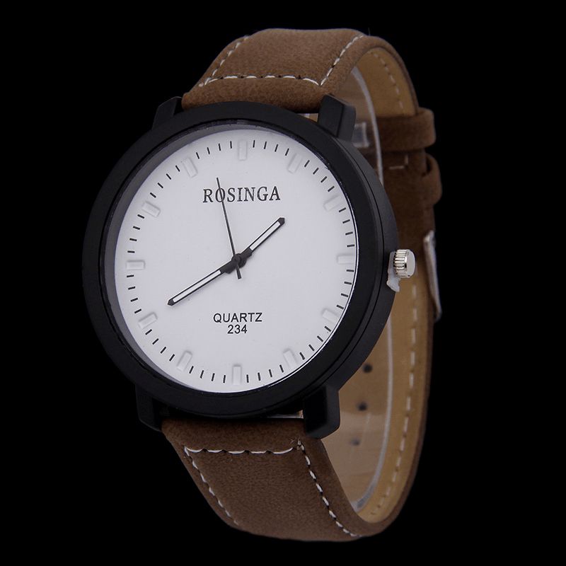 Mode Casual 4 Färger Läder Män Vintage Business Watch Dekorerad Pointer Kvartsur