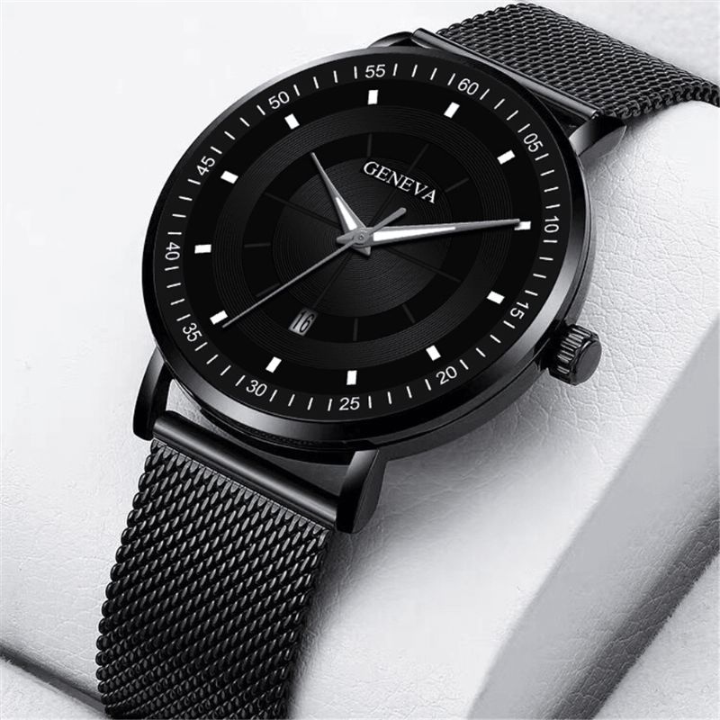 Mode Casual Alloy Luminous Pointers Business Multi-Function Mesh Strap Kvartsur