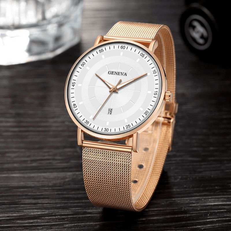 Mode Casual Alloy Luminous Pointers Business Multi-Function Mesh Strap Kvartsur