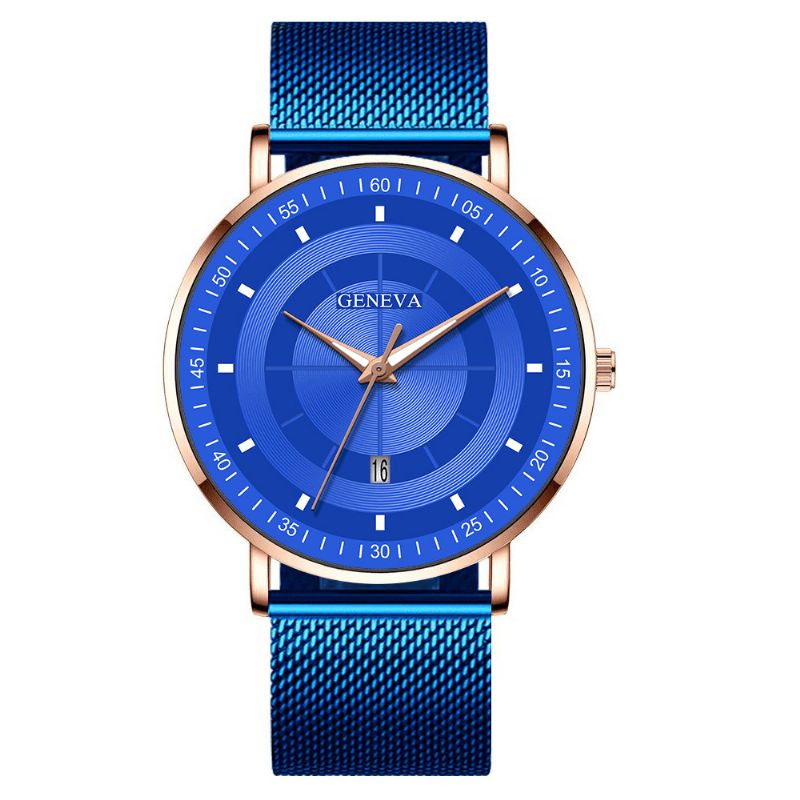 Mode Casual Alloy Luminous Pointers Business Multi-Function Mesh Strap Kvartsur