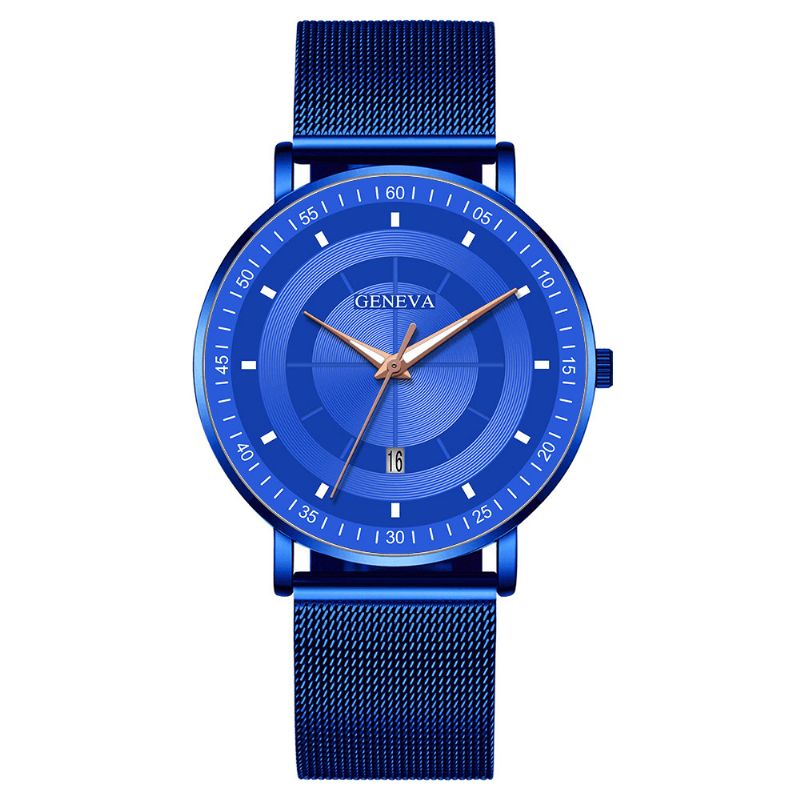 Mode Casual Alloy Luminous Pointers Business Multi-Function Mesh Strap Kvartsur