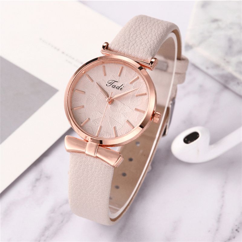 Mode Casual Eleganta Kvinnor Klockor Läder Band Urtavla Rose Gold Handled Legering Fodral Kvartsur