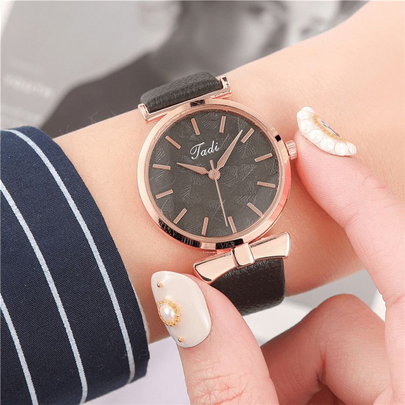 Mode Casual Eleganta Kvinnor Klockor Läder Band Urtavla Rose Gold Handled Legering Fodral Kvartsur