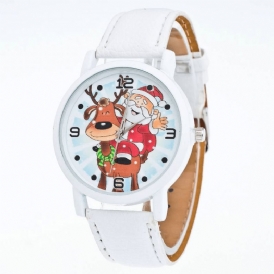 Mode Christmas Santa Claus Mönster Söt Klocka Läderrem Herr Dam Quartxz Watch