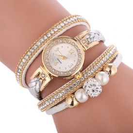 Mode Circle Armband Diamond Simple Dial Damklänning Kvinnor Kvartsur