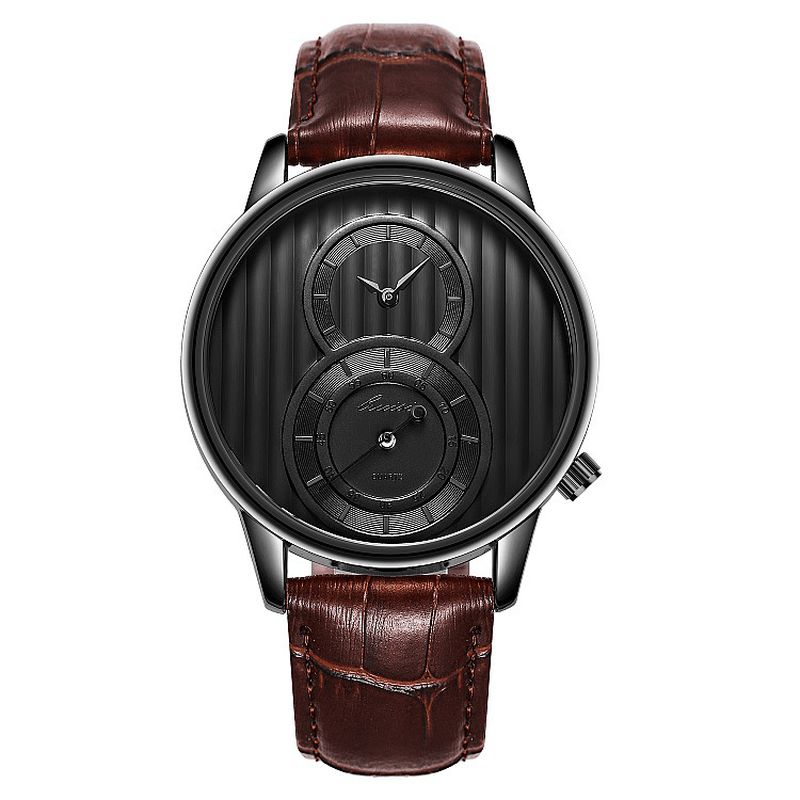 Mode Dial Orgel Stripe Two Creative Dial Läder Watch Classic Kvartsur