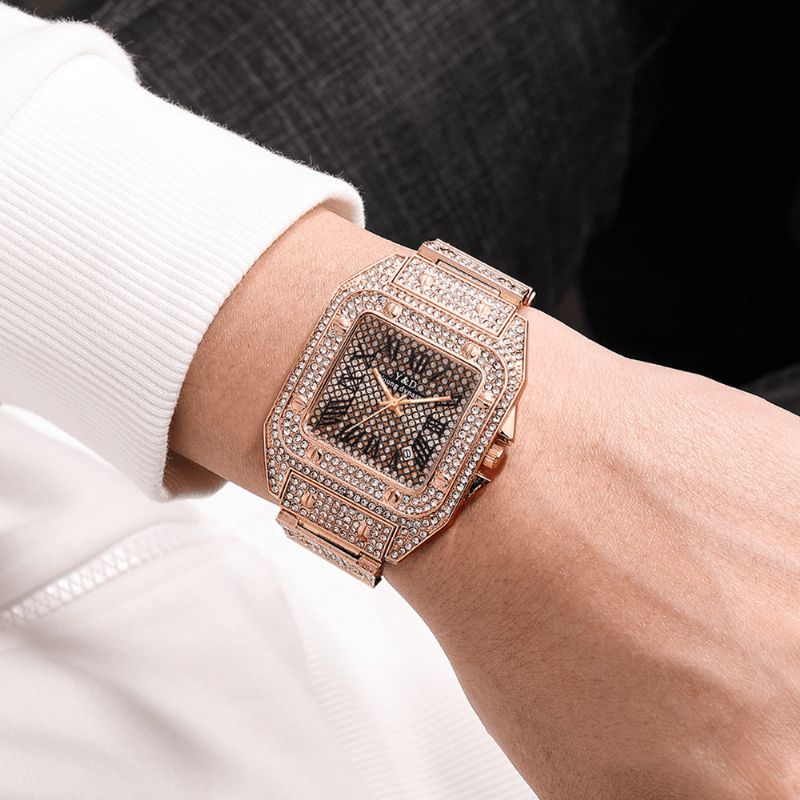 Mode Elegant Causal Big Dial Steel Band Diamond Herr Kvartsur