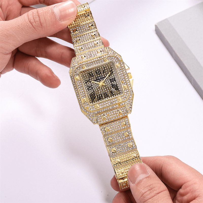 Mode Elegant Causal Big Dial Steel Band Diamond Herr Kvartsur