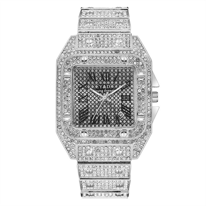 Mode Elegant Causal Big Dial Steel Band Diamond Herr Kvartsur