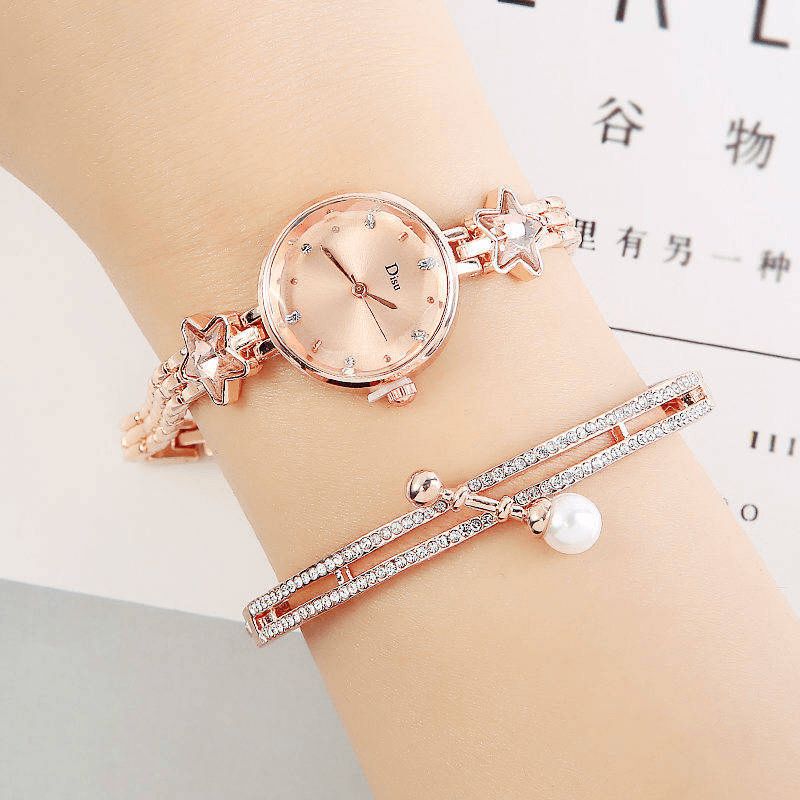 Mode Lyx Elegant Crystal Lucky Star Mönster Damarmband Armbandsur Kvartsur