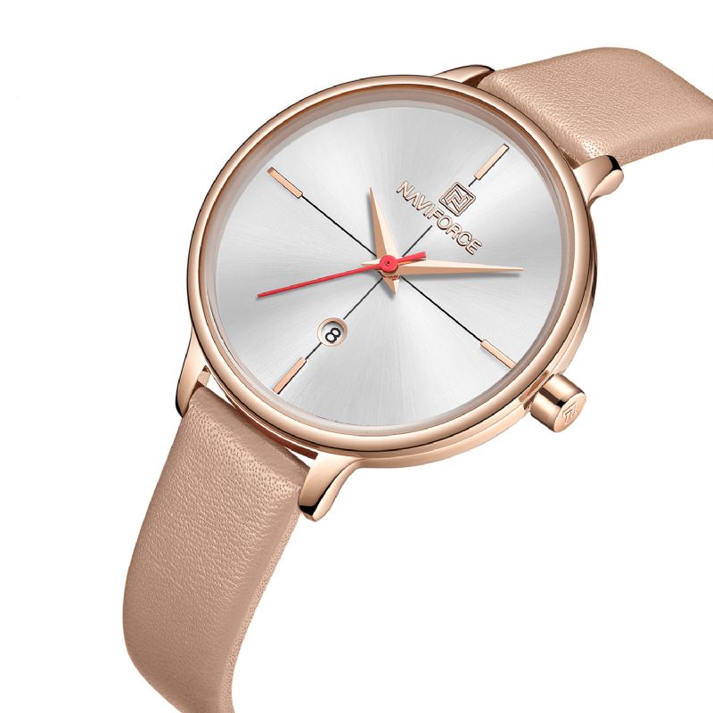 Naviforce 5006 Rose Gold-Fodral Elegant Design Damarmbandsur Datumvisning Kvartsur