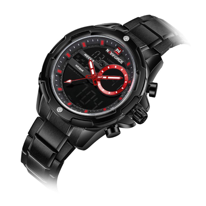 Naviforce 9120 Man Dual Display Digital Watch Lysande Kalender Alarm Mode Outdoor Watch