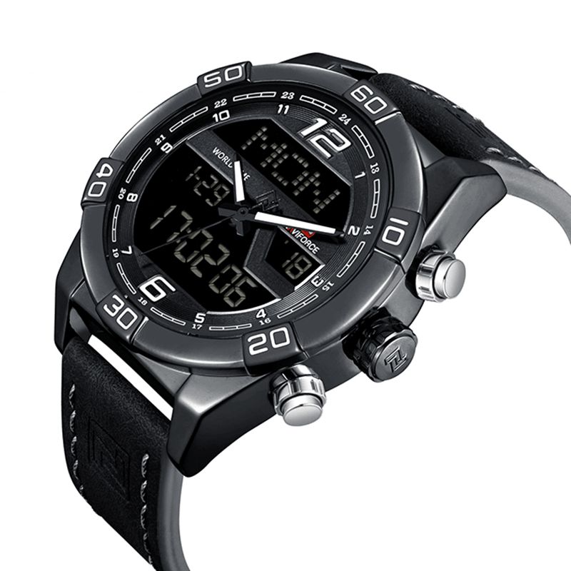 Naviforce 9128 Dual Display Digital Watch Chronograph Herr Alarm Sport Armbandsur