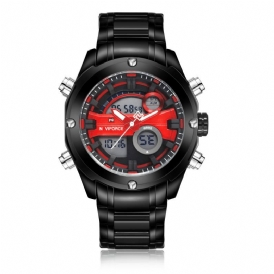 Naviforce Nf9088 Mode Män Dual Display Watch Lyx Sportklocka I Rostfritt Band