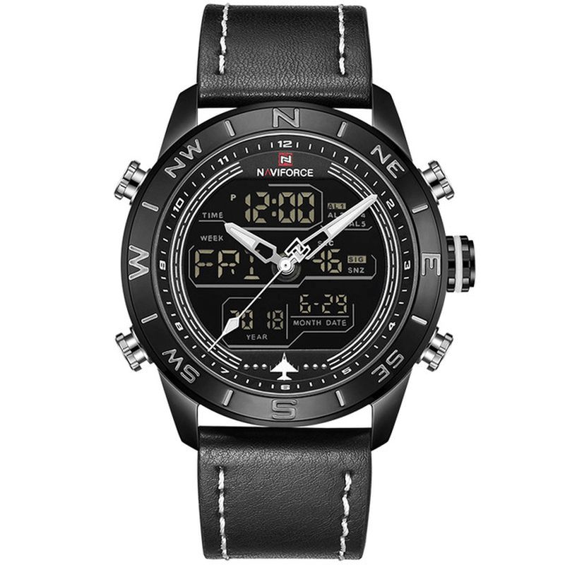 Naviforce Nf9144 Vattentät Led-Klocka Med Dubbla Skärmar Chronograph Digital Watch